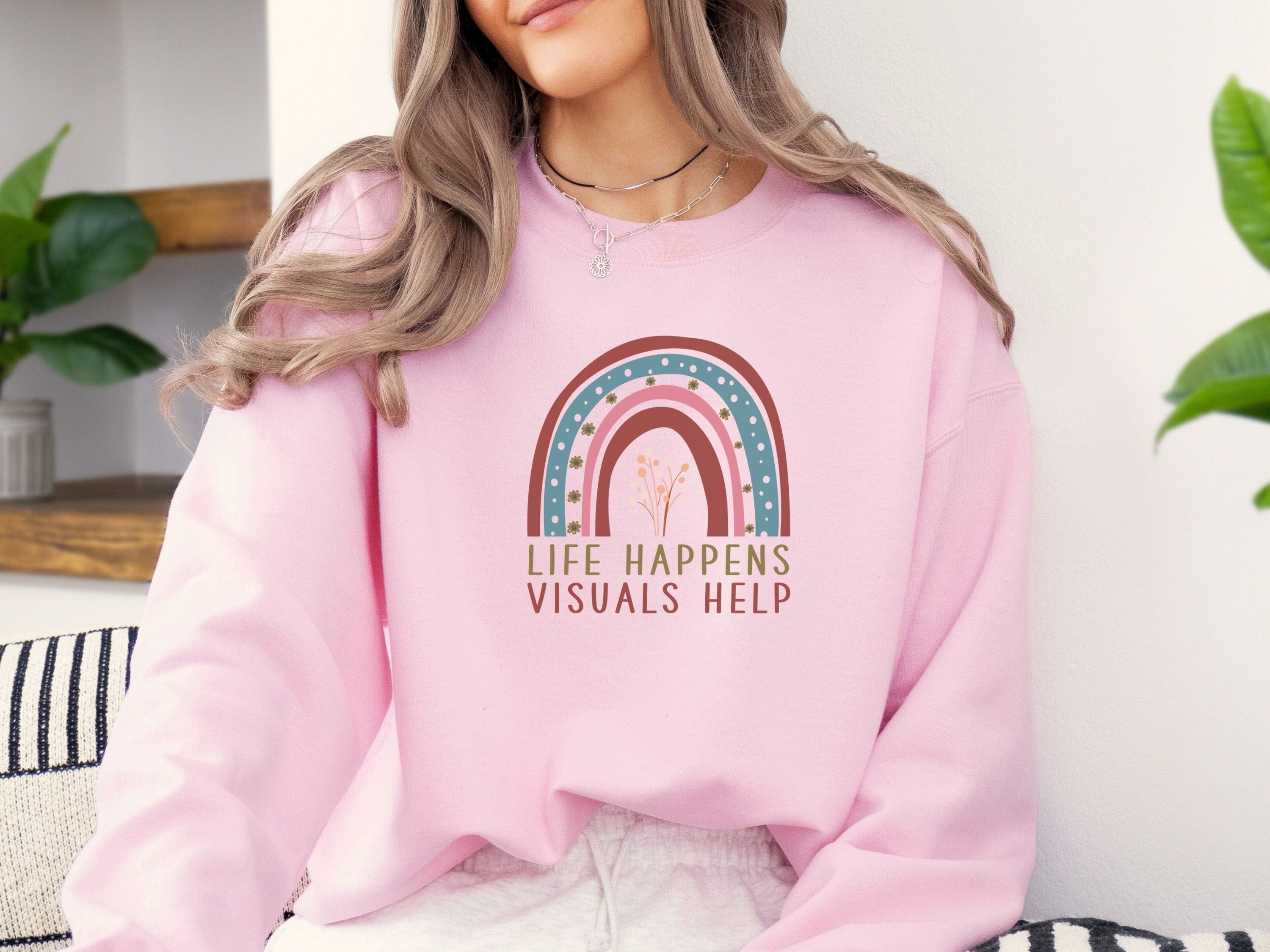 Life Happens Visuals Help Sweatshirt-Neurodiversity, ADHD & Autism Awareness & Acceptance Sweatshirt by Daily Bloom