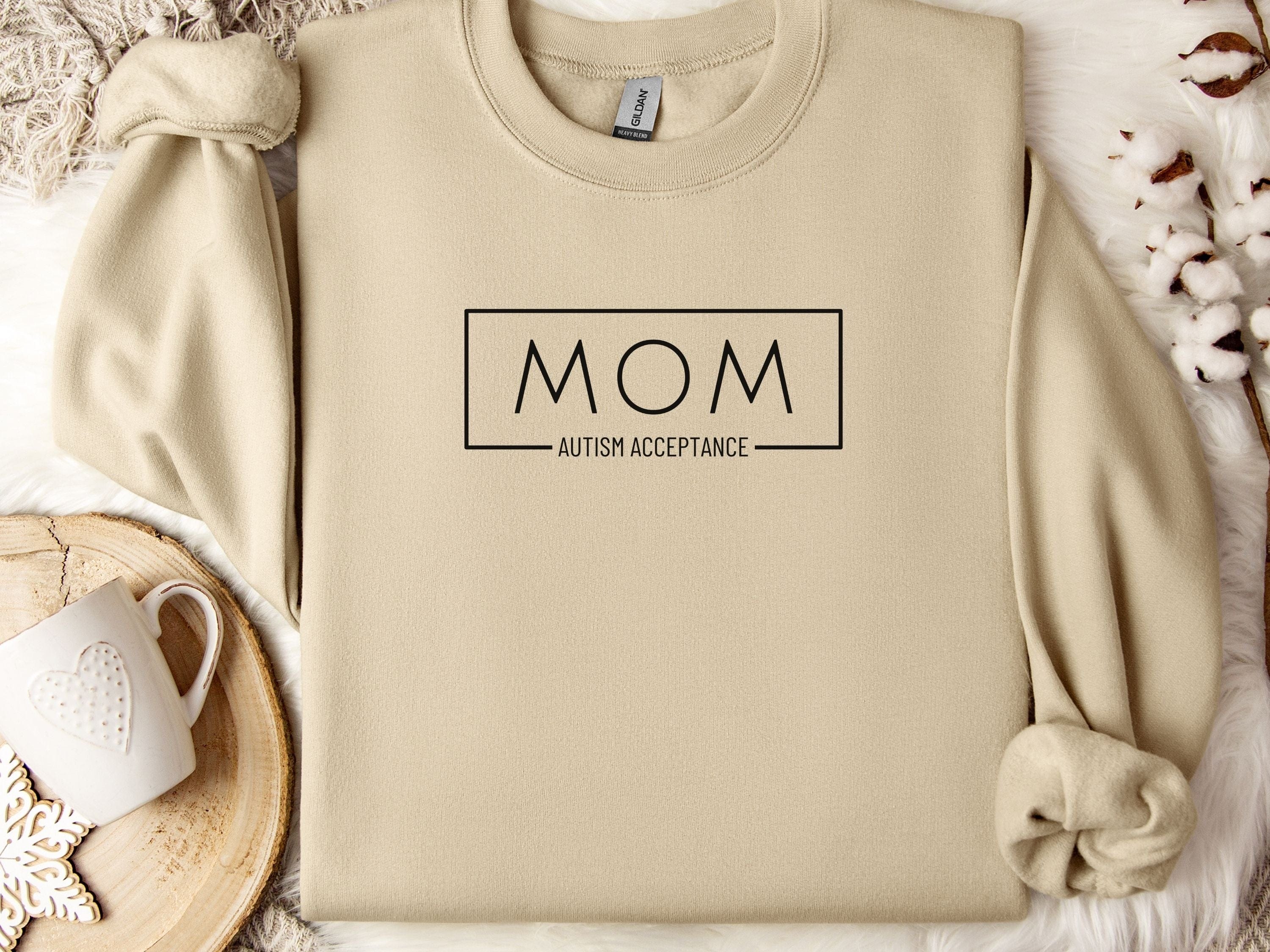 Mom Box Sweatshirt-Sand-Neurodiversity, ADHD & Autism Awareness & Acceptance Sweatshirt by Daily Bloom