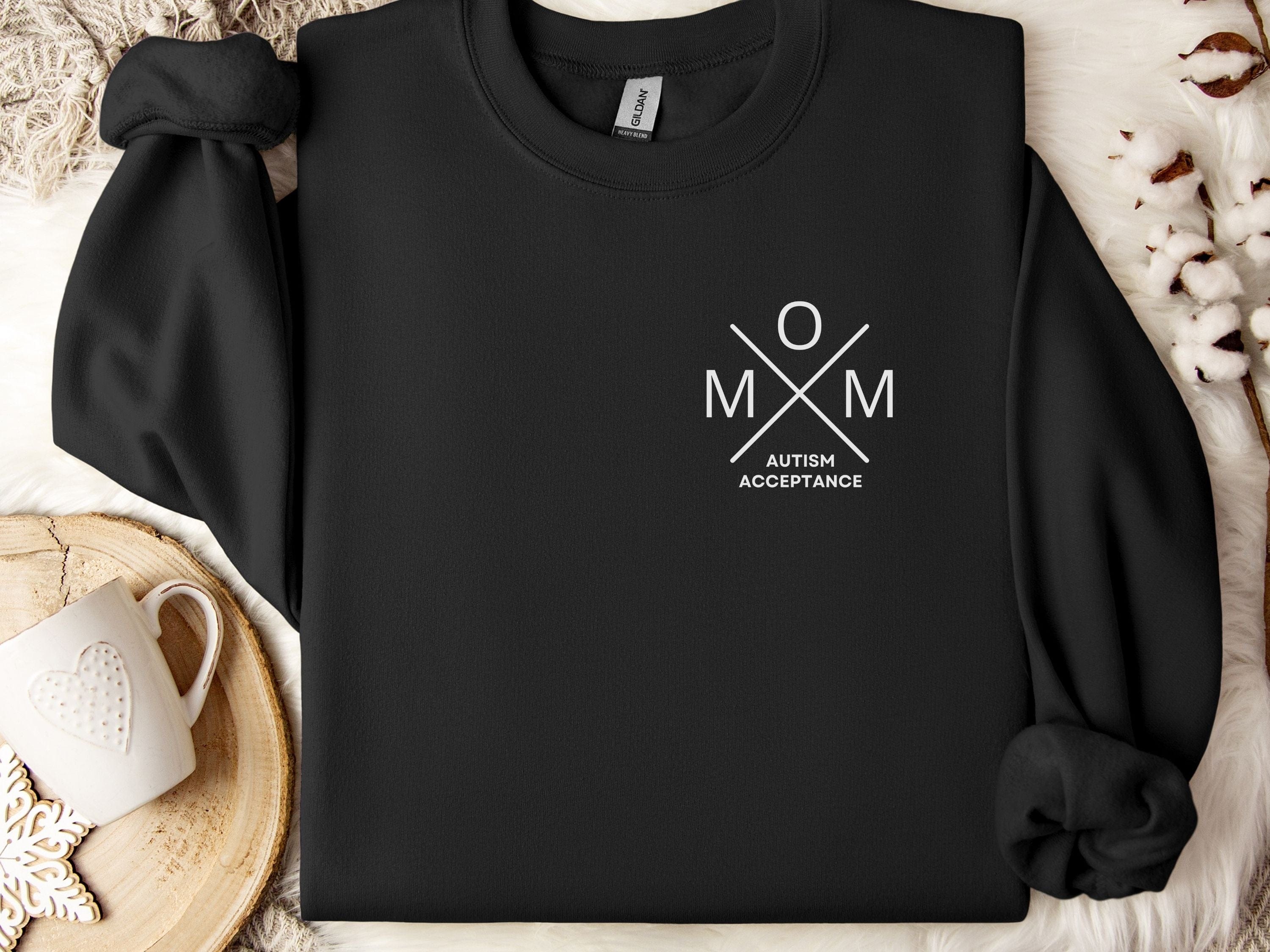 Mom Cross Sweatshirt-Black-Neurodiversity, ADHD & Autism Awareness & Acceptance Sweatshirt by Daily Bloom