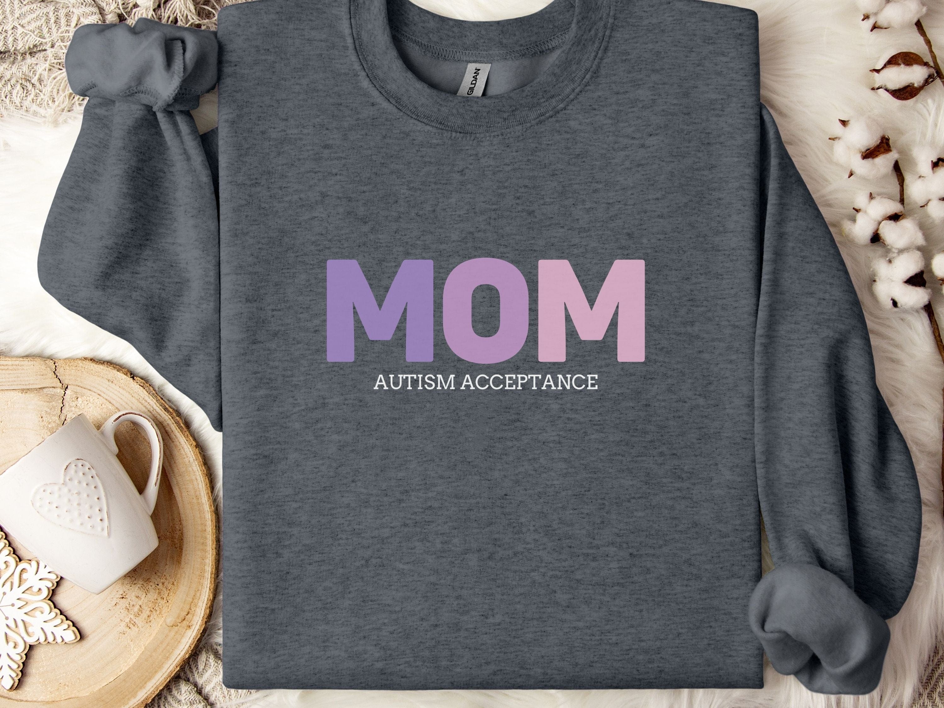 Mom Gradient Sweatshirt-Dark Heather-Neurodiversity, ADHD & Autism Awareness & Acceptance Sweatshirt by Daily Bloom