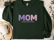 Mom Gradient Sweatshirt-Forest Green-Neurodiversity, ADHD & Autism Awareness & Acceptance Sweatshirt by Daily Bloom