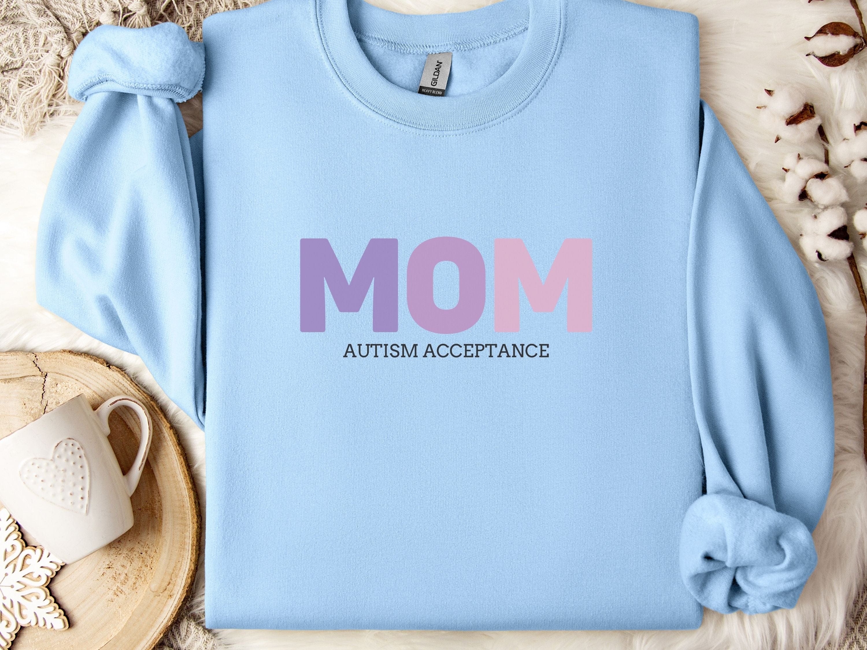 Mom Gradient Sweatshirt-Light Blue-Neurodiversity, ADHD & Autism Awareness & Acceptance Sweatshirt by Daily Bloom