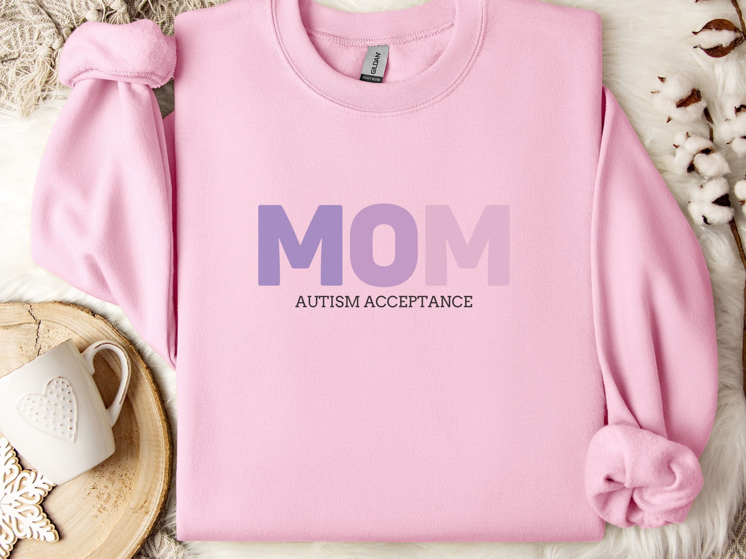 Mom Gradient Sweatshirt-Light Pink-Neurodiversity, ADHD & Autism Awareness & Acceptance Sweatshirt by Daily Bloom