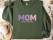 Mom Gradient Sweatshirt-Military Green-Neurodiversity, ADHD & Autism Awareness & Acceptance Sweatshirt by Daily Bloom