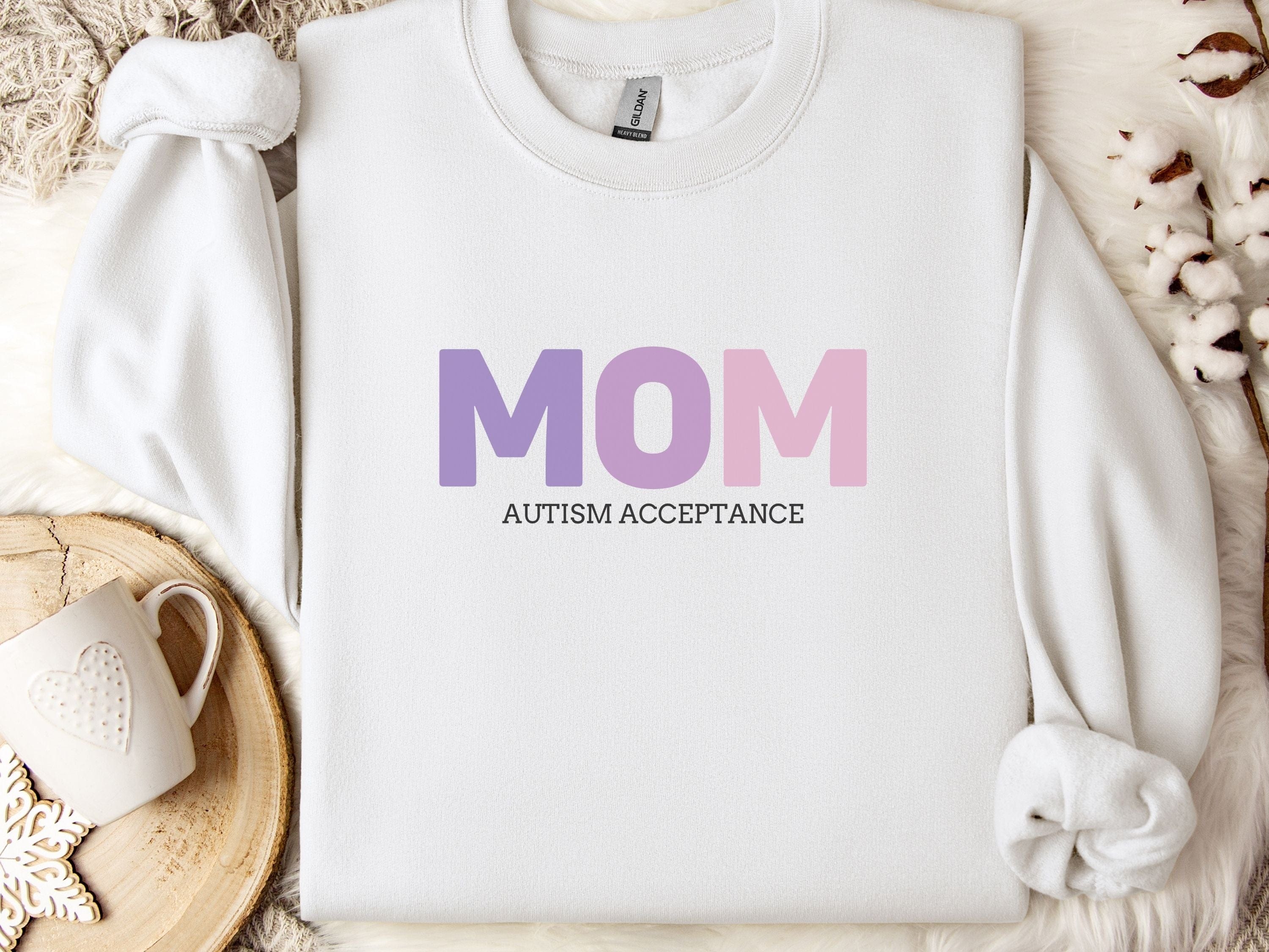 Mom Gradient Sweatshirt-White-Neurodiversity, ADHD & Autism Awareness & Acceptance Sweatshirt by Daily Bloom