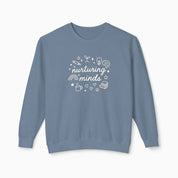 Autism Sweatshirt By Daily Bloom Nurturing Minds Comfort Colors Lightweight Sweatshirt Blue Jean / S