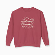 Autism Sweatshirt By Daily Bloom Nurturing Minds Comfort Colors Lightweight Sweatshirt Crimson / S