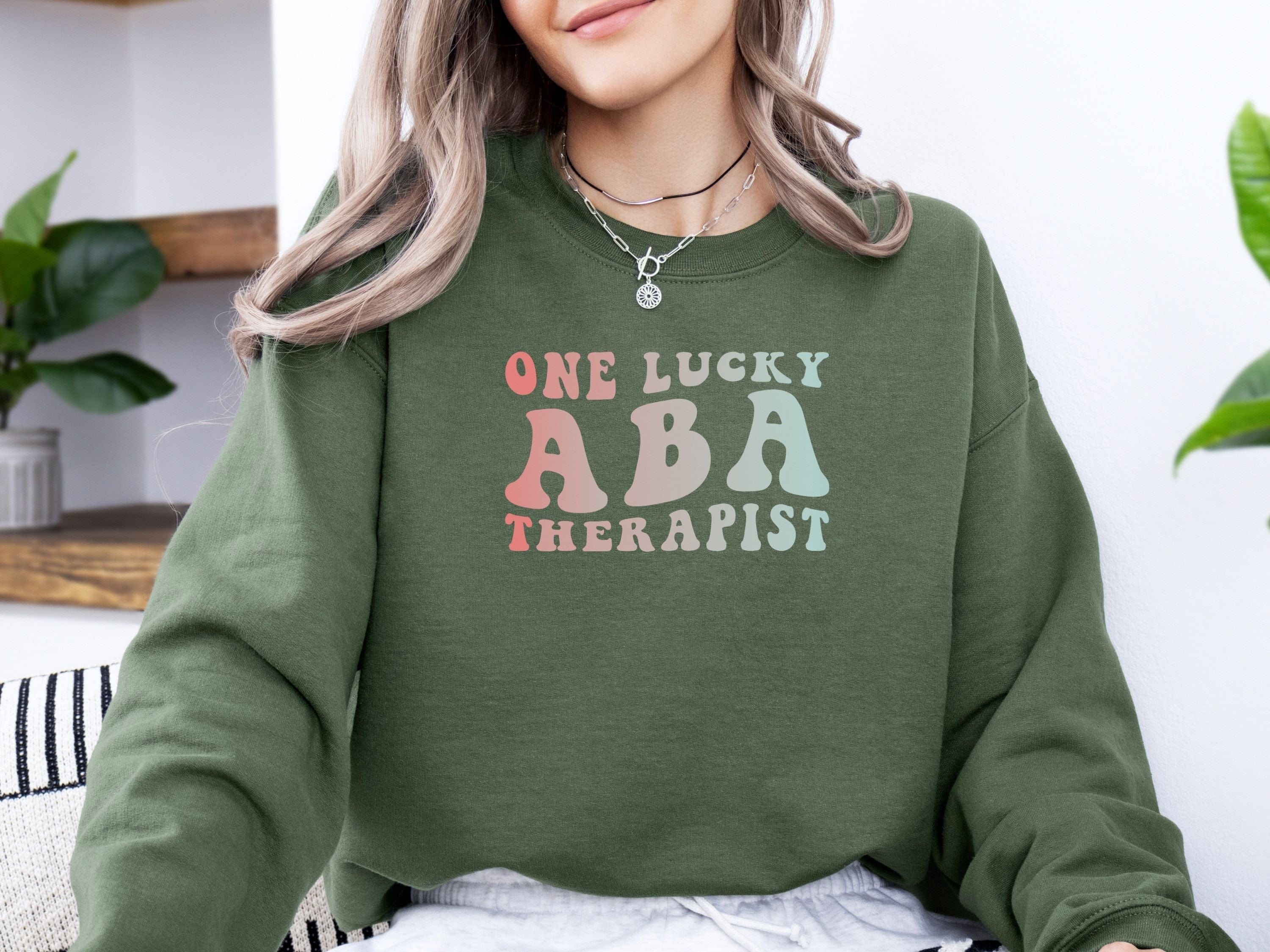 One Lucky ABA Therapist Sweatshirt-Neurodiversity, ADHD & Autism Awareness & Acceptance Sweatshirt by Daily Bloom