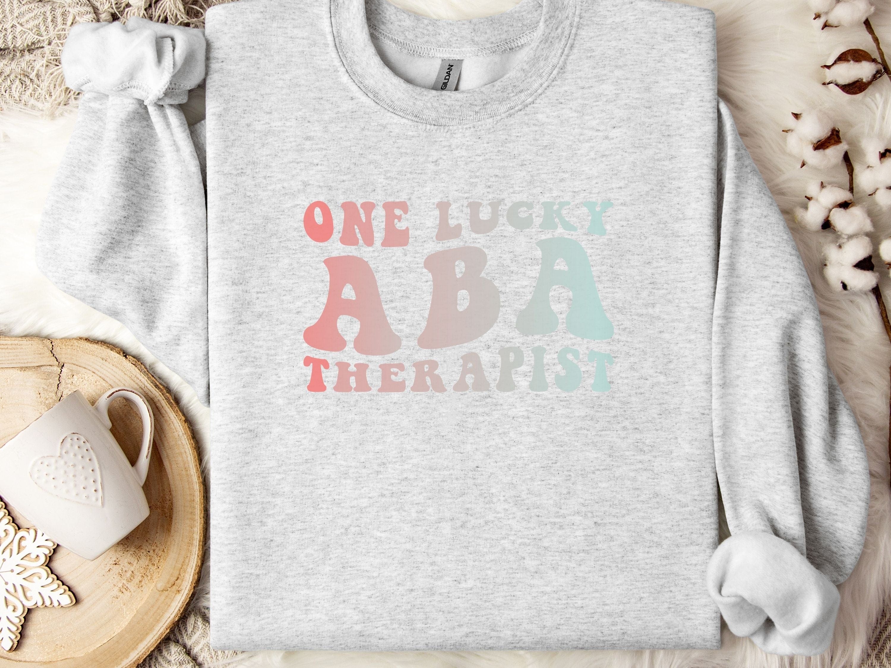 One Lucky ABA Therapist Sweatshirt-Ash-Neurodiversity, ADHD & Autism Awareness & Acceptance Sweatshirt by Daily Bloom