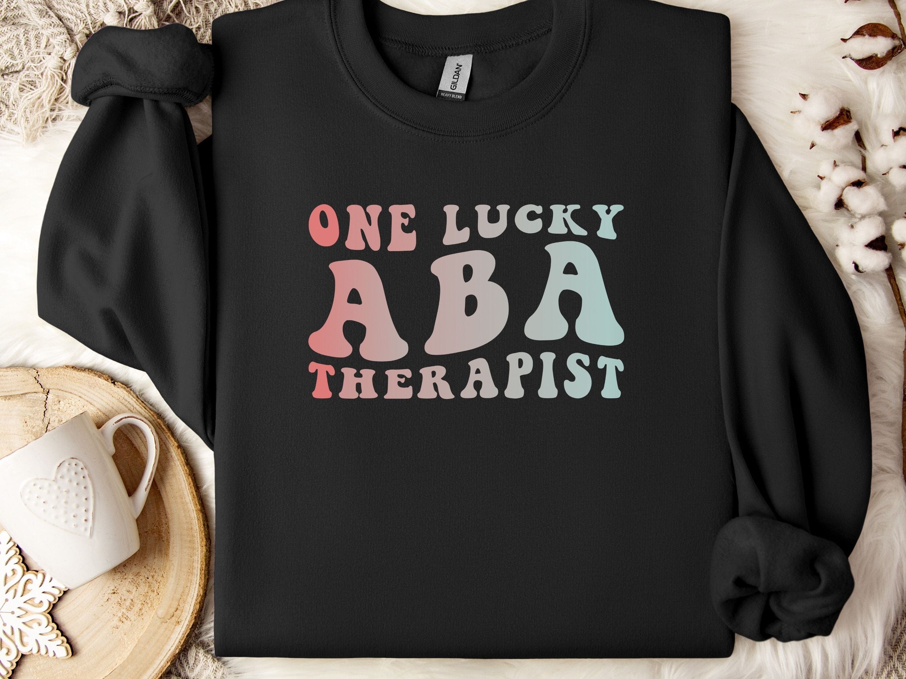 One Lucky ABA Therapist Sweatshirt-Black-Neurodiversity, ADHD & Autism Awareness & Acceptance Sweatshirt by Daily Bloom
