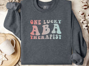 One Lucky ABA Therapist Sweatshirt-Dark Heather-Neurodiversity, ADHD & Autism Awareness & Acceptance Sweatshirt by Daily Bloom