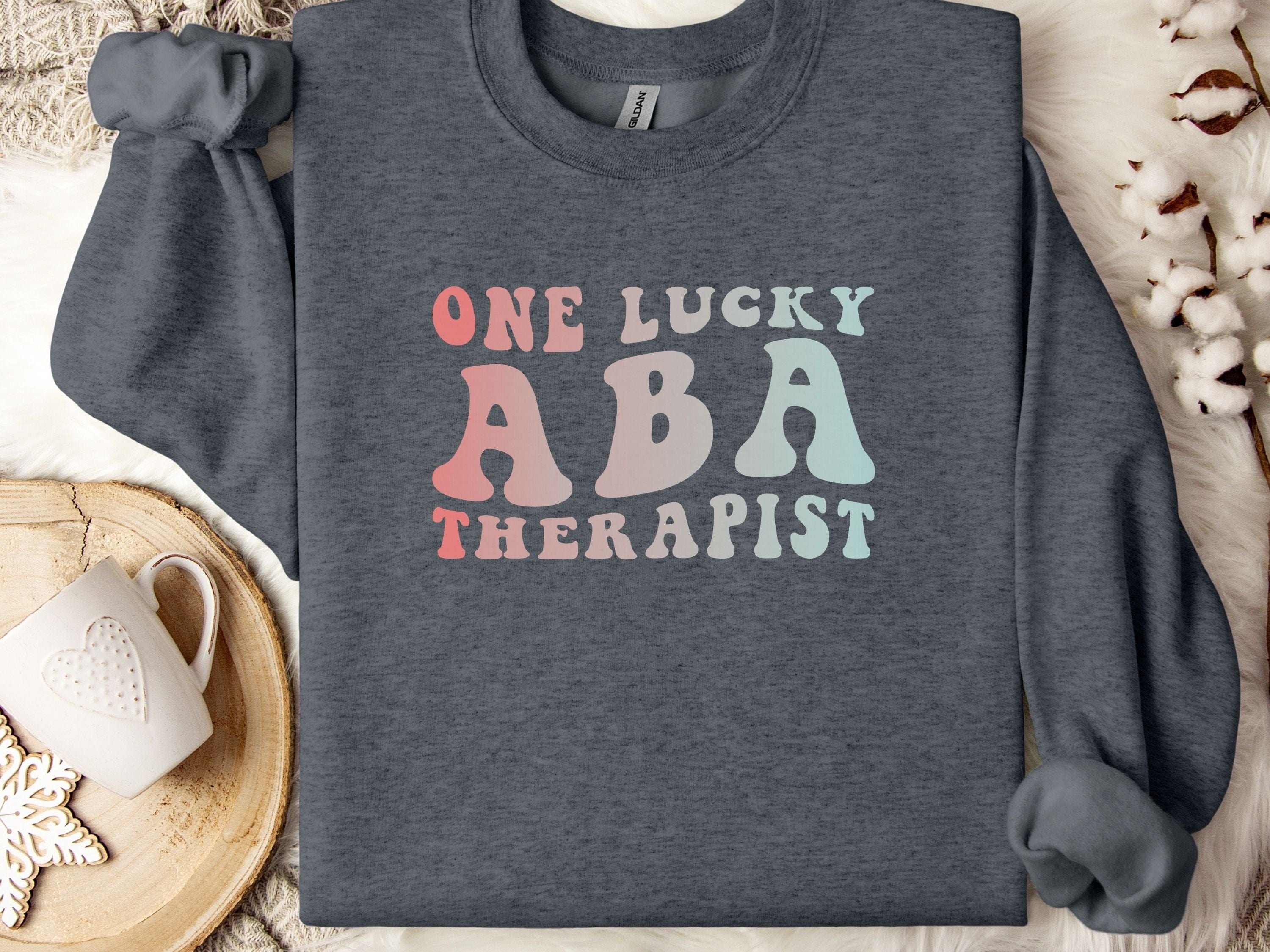 One Lucky ABA Therapist Sweatshirt-Dark Heather-Neurodiversity, ADHD & Autism Awareness & Acceptance Sweatshirt by Daily Bloom
