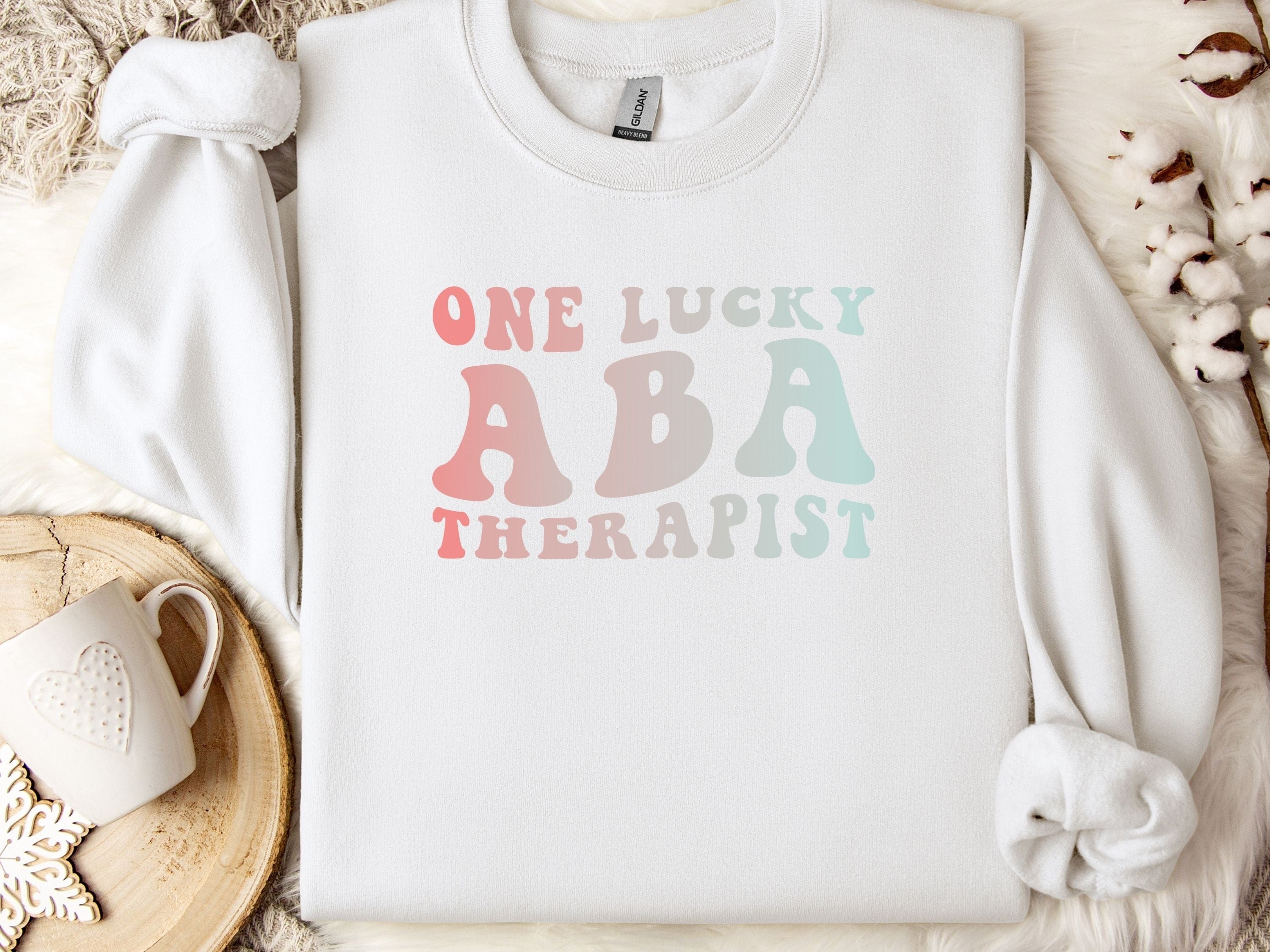 One Lucky ABA Therapist Sweatshirt-White-Neurodiversity, ADHD & Autism Awareness & Acceptance Sweatshirt by Daily Bloom