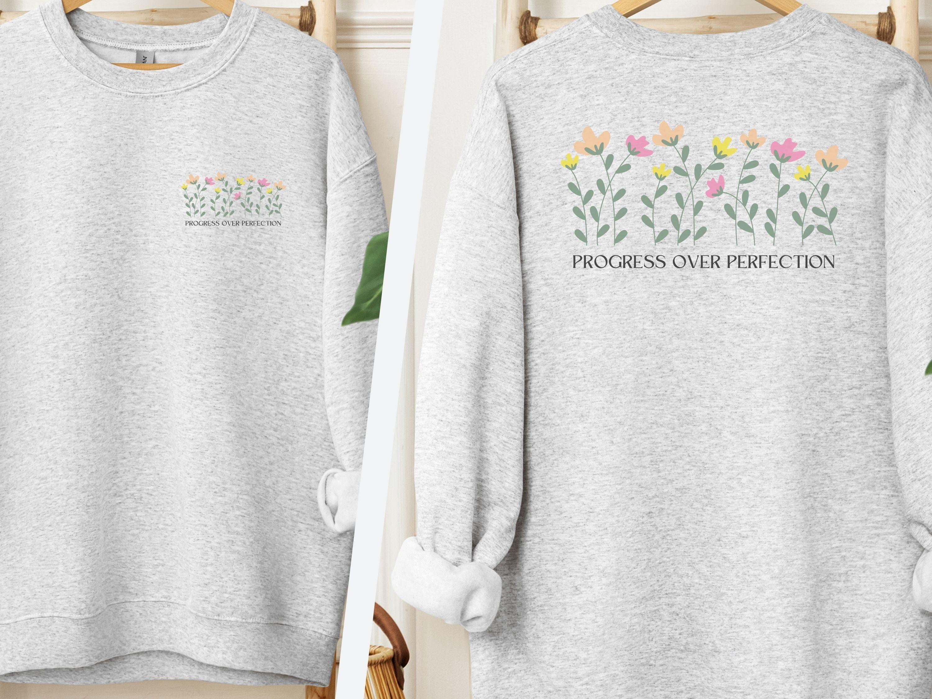 Progress Over Perfection Sweatshirt-Ash-Neurodiversity, ADHD & Autism Awareness & Acceptance Sweatshirt by Daily Bloom