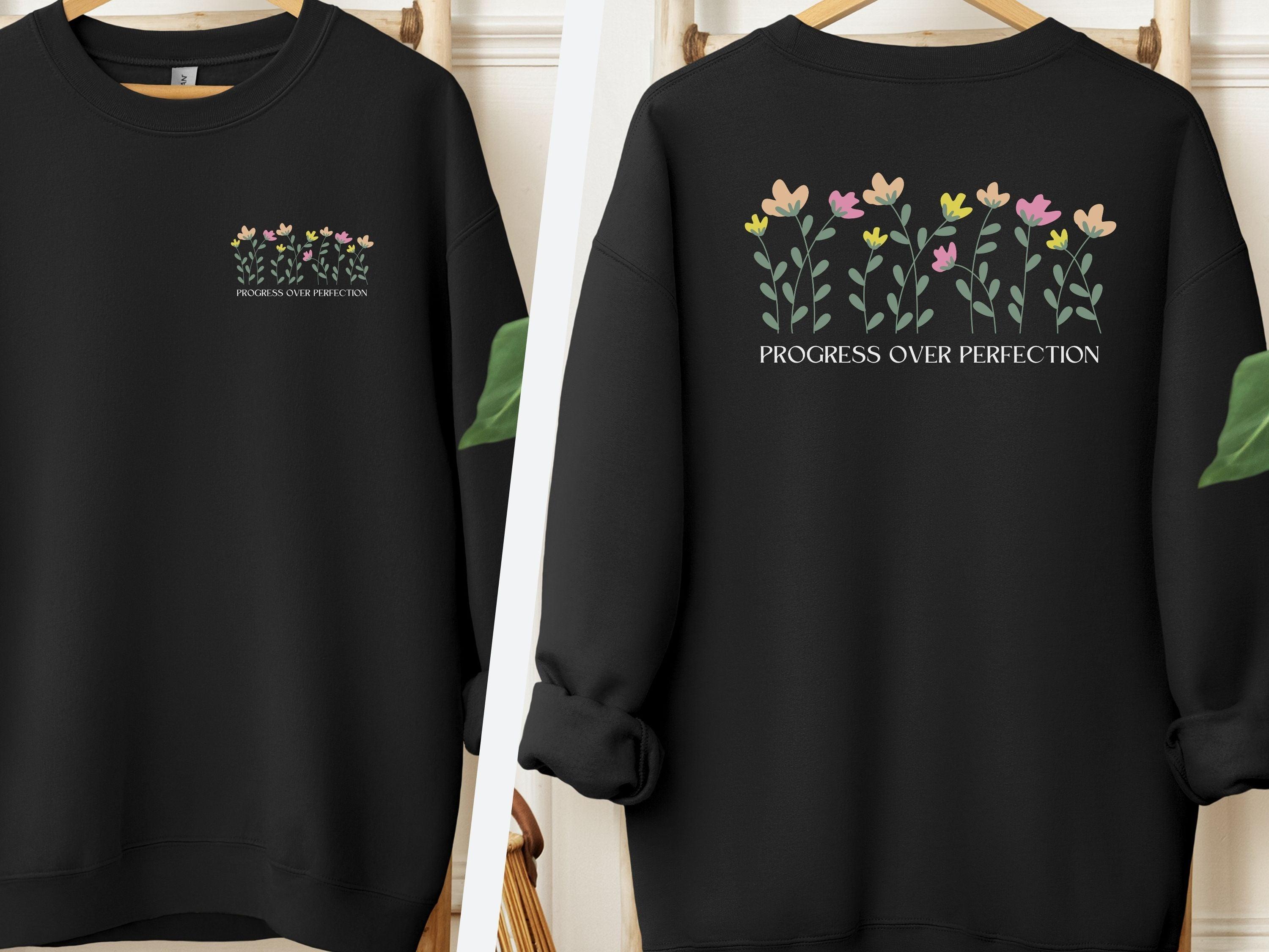 Progress Over Perfection Sweatshirt-Black-Neurodiversity, ADHD & Autism Awareness & Acceptance Sweatshirt by Daily Bloom