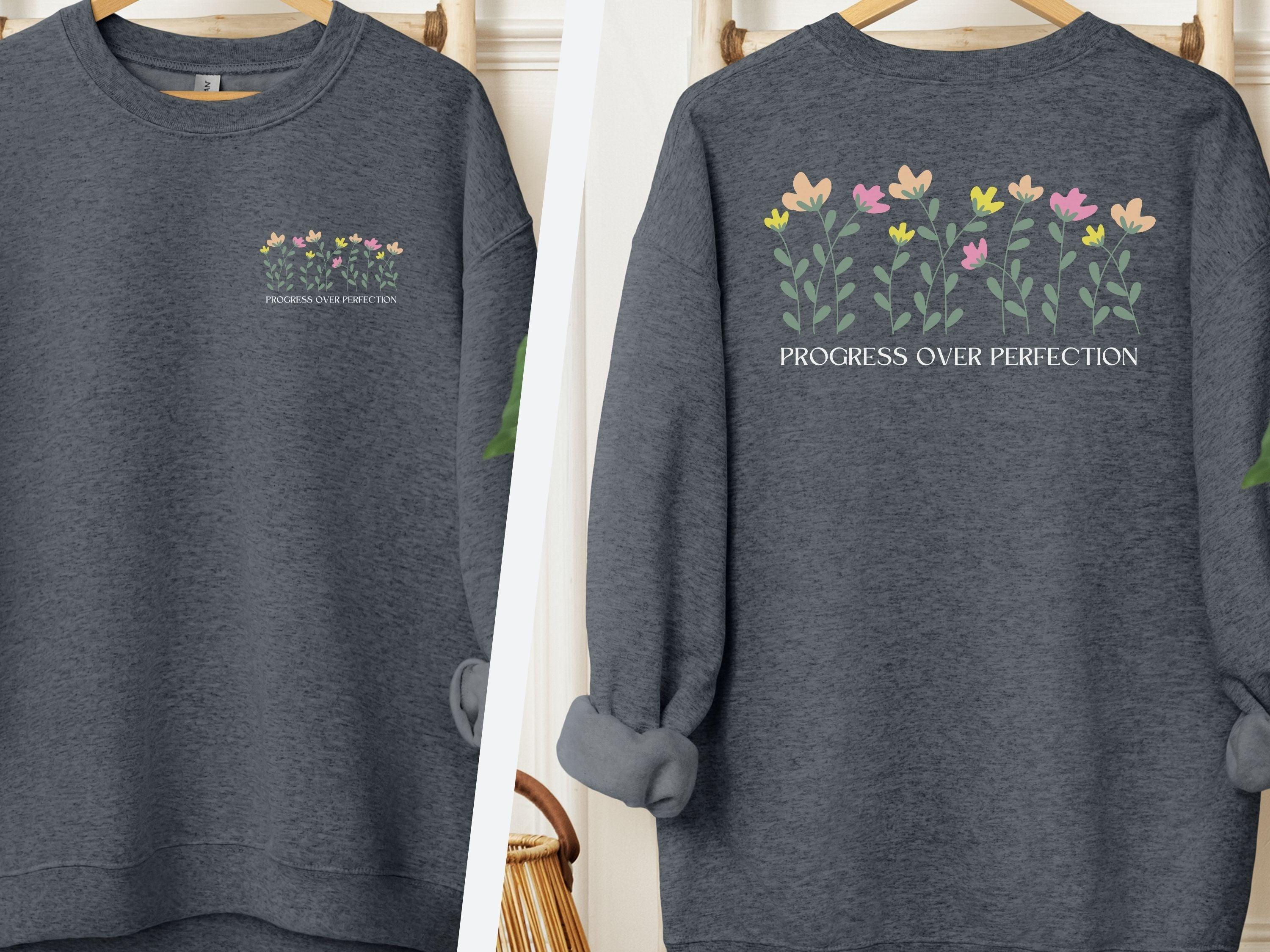 Progress Over Perfection Sweatshirt-Dark Heather-Neurodiversity, ADHD & Autism Awareness & Acceptance Sweatshirt by Daily Bloom