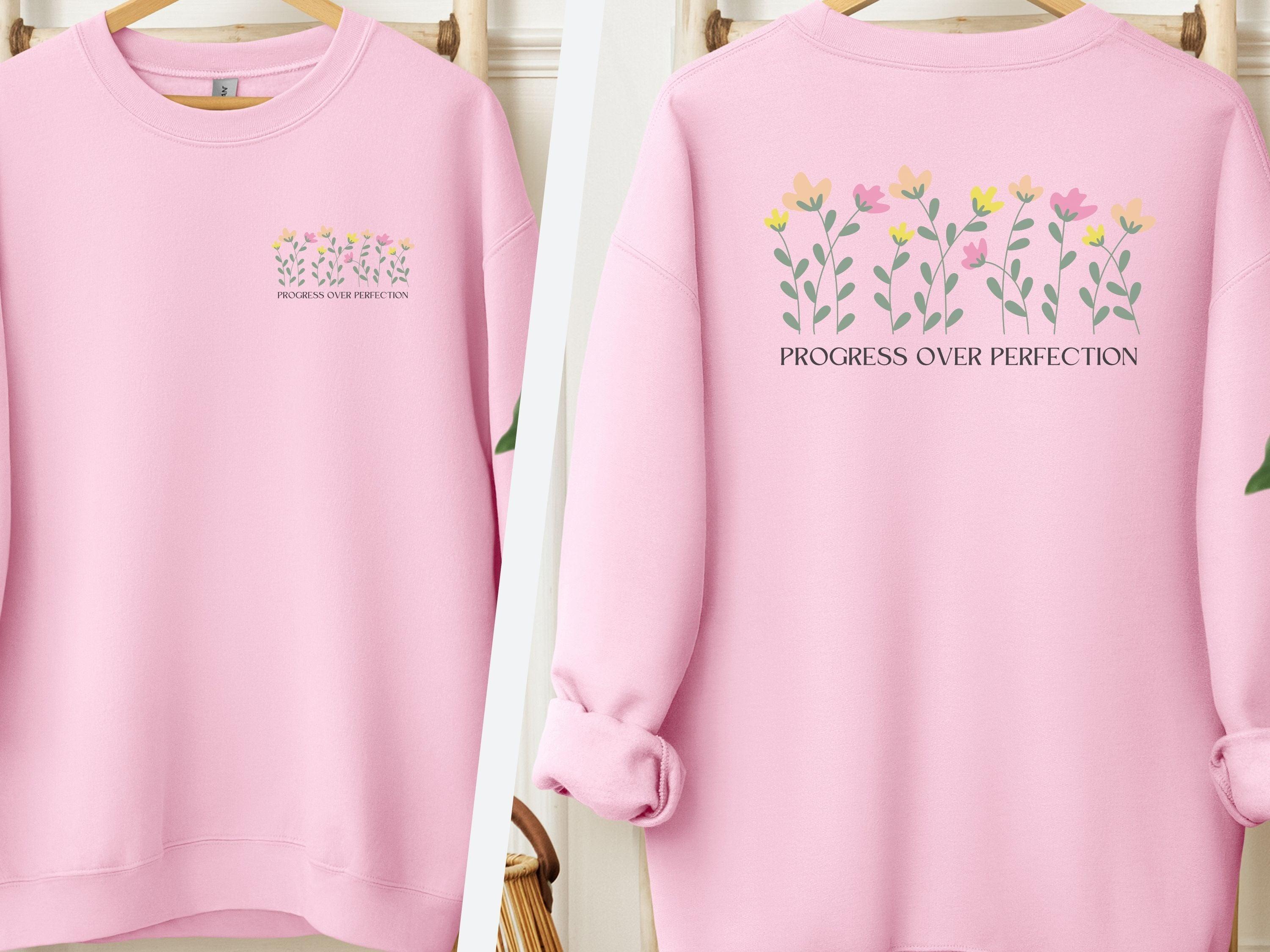 Progress Over Perfection Sweatshirt-Light Pink-Neurodiversity, ADHD & Autism Awareness & Acceptance Sweatshirt by Daily Bloom