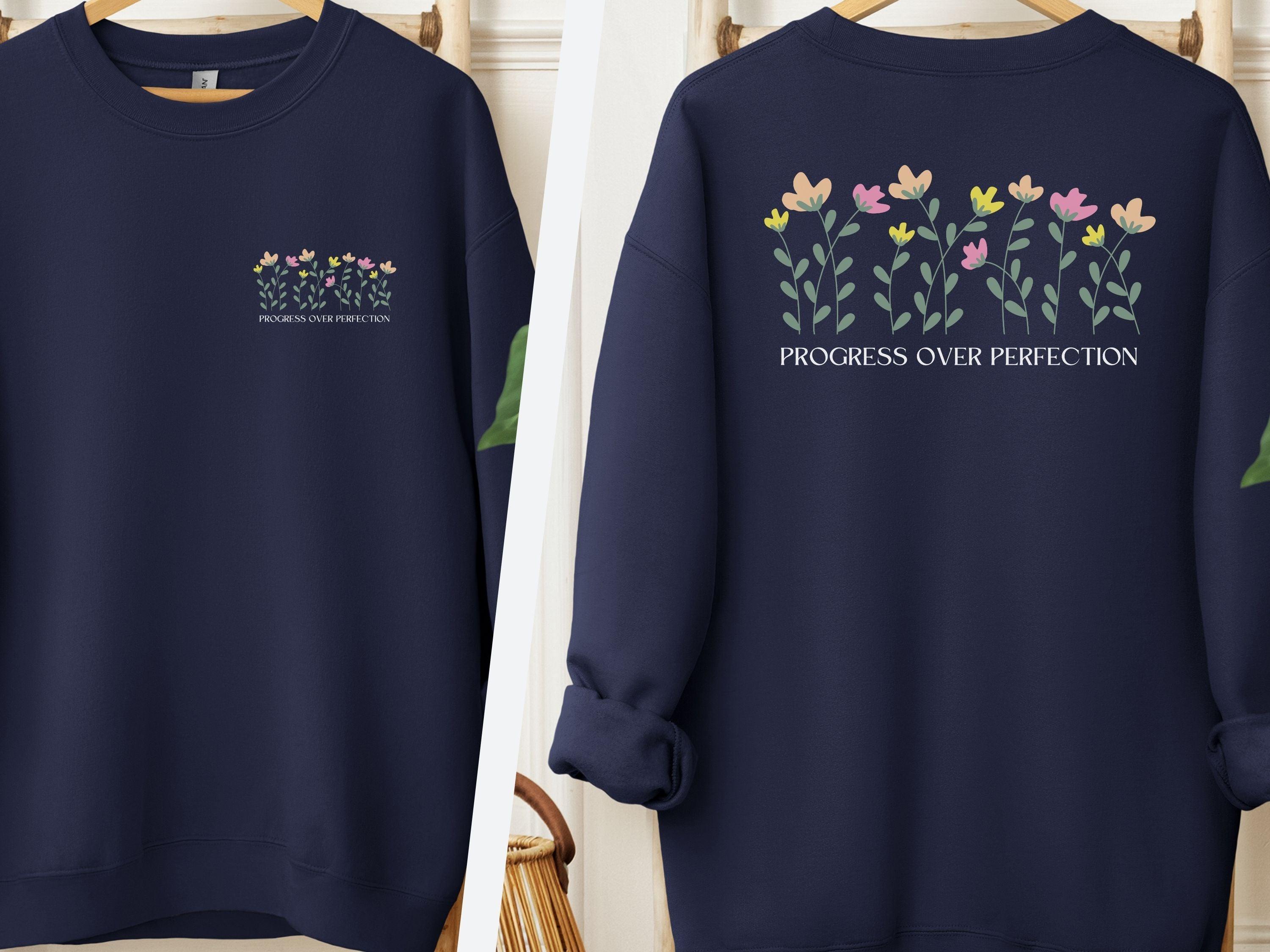 Progress Over Perfection Sweatshirt-Navy-Neurodiversity, ADHD & Autism Awareness & Acceptance Sweatshirt by Daily Bloom