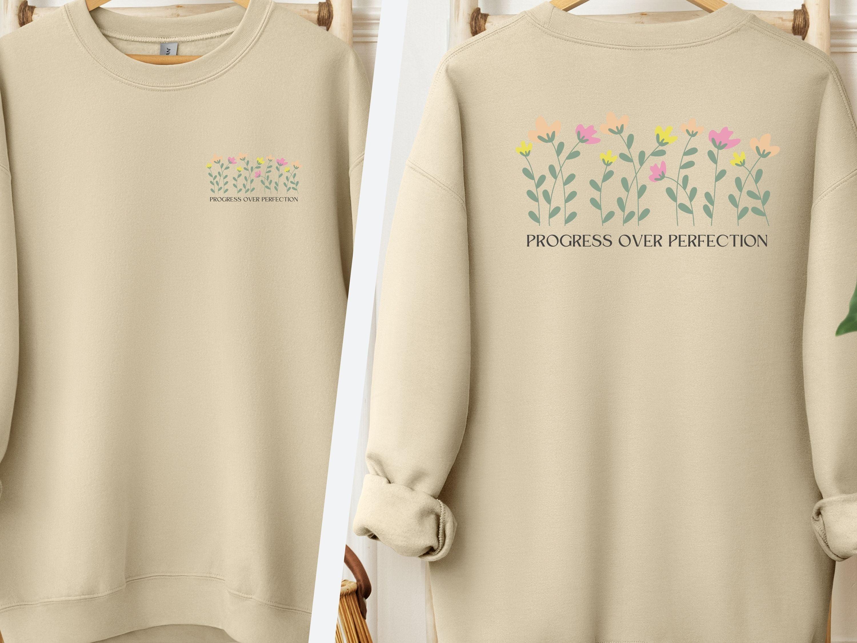 Progress Over Perfection Sweatshirt-Sand-Neurodiversity, ADHD & Autism Awareness & Acceptance Sweatshirt by Daily Bloom