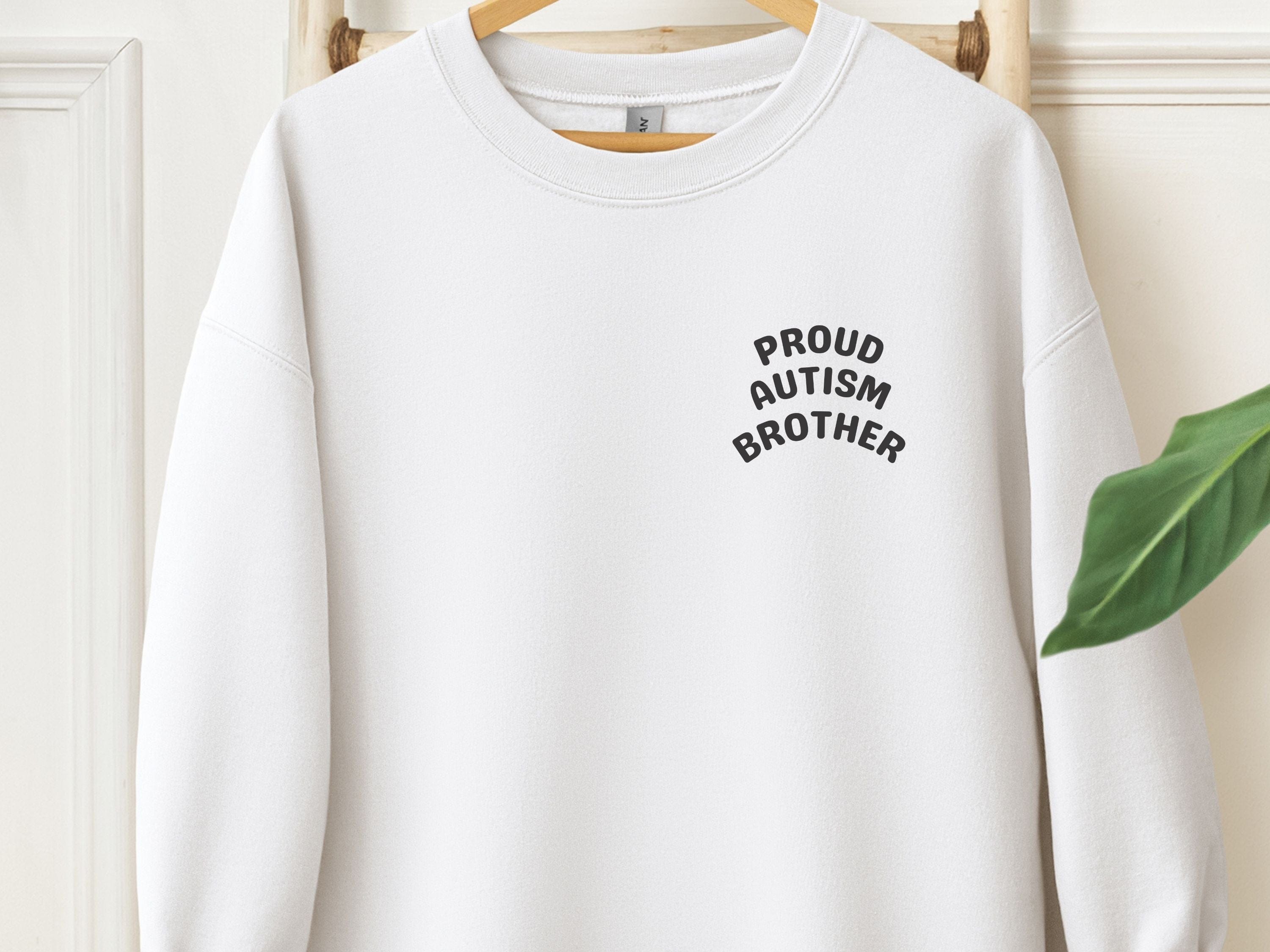 Proud Autism Brother Sweatshirt-White-Neurodiversity, ADHD & Autism Awareness & Acceptance Sweatshirt by Daily Bloom