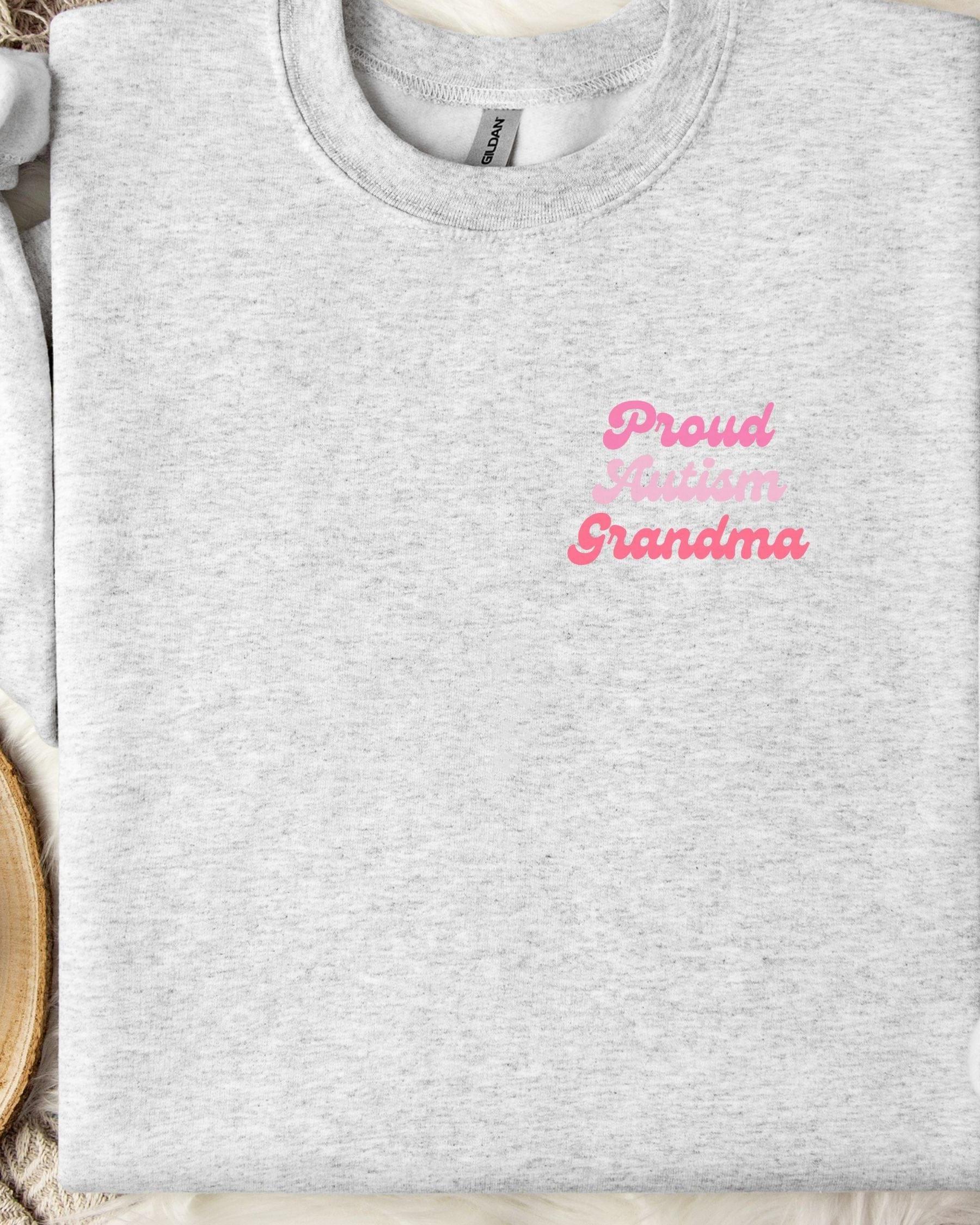 Proud Autism Grandma Sweatshirt-Ash-Neurodiversity, ADHD & Autism Awareness & Acceptance Sweatshirt by Daily Bloom