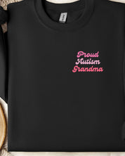 Proud Autism Grandma Sweatshirt-Black-Neurodiversity, ADHD & Autism Awareness & Acceptance Sweatshirt by Daily Bloom