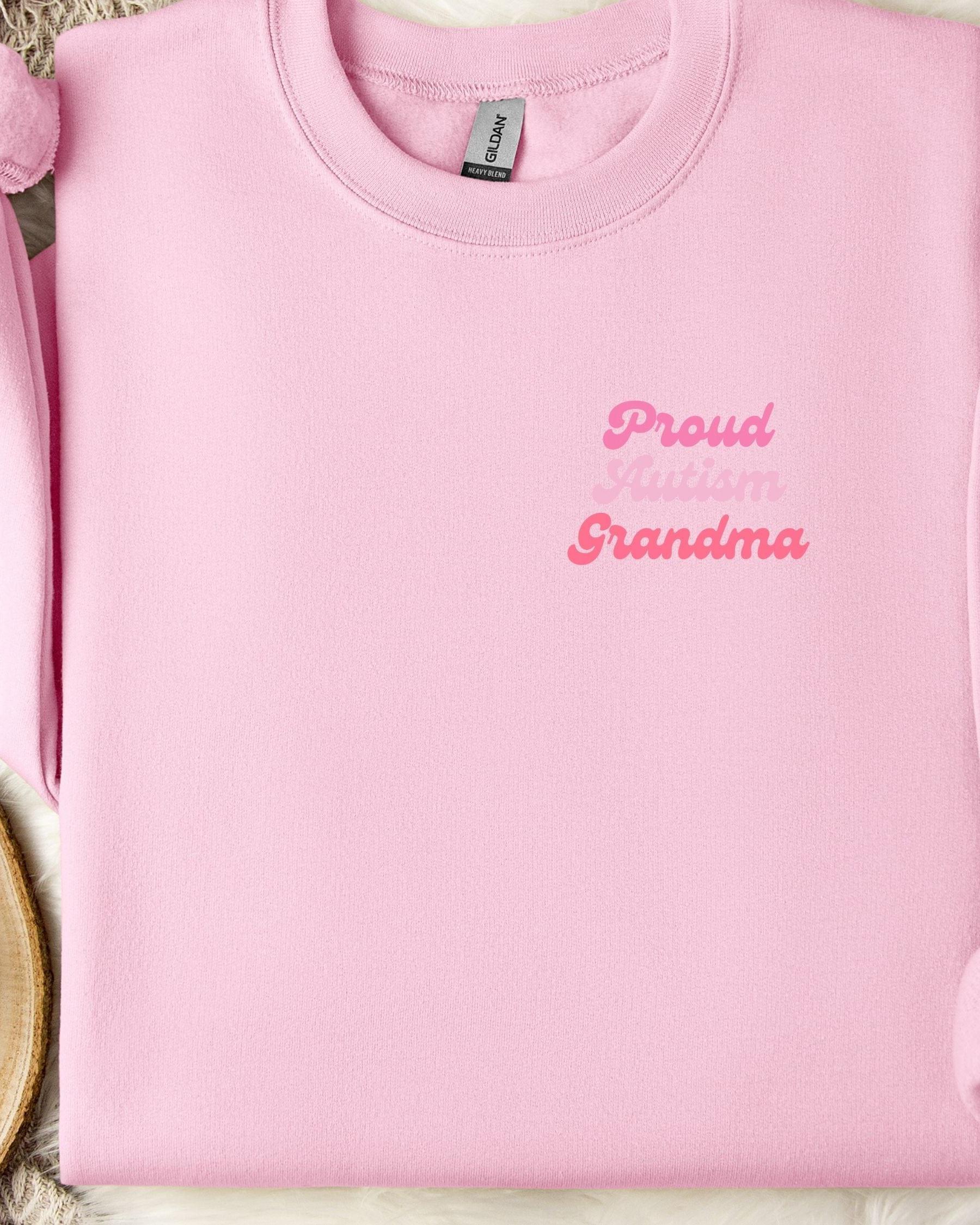Proud Autism Grandma Sweatshirt-Light Pink-Neurodiversity, ADHD & Autism Awareness & Acceptance Sweatshirt by Daily Bloom