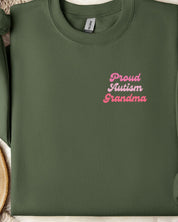 Proud Autism Grandma Sweatshirt-Military Green-Neurodiversity, ADHD & Autism Awareness & Acceptance Sweatshirt by Daily Bloom