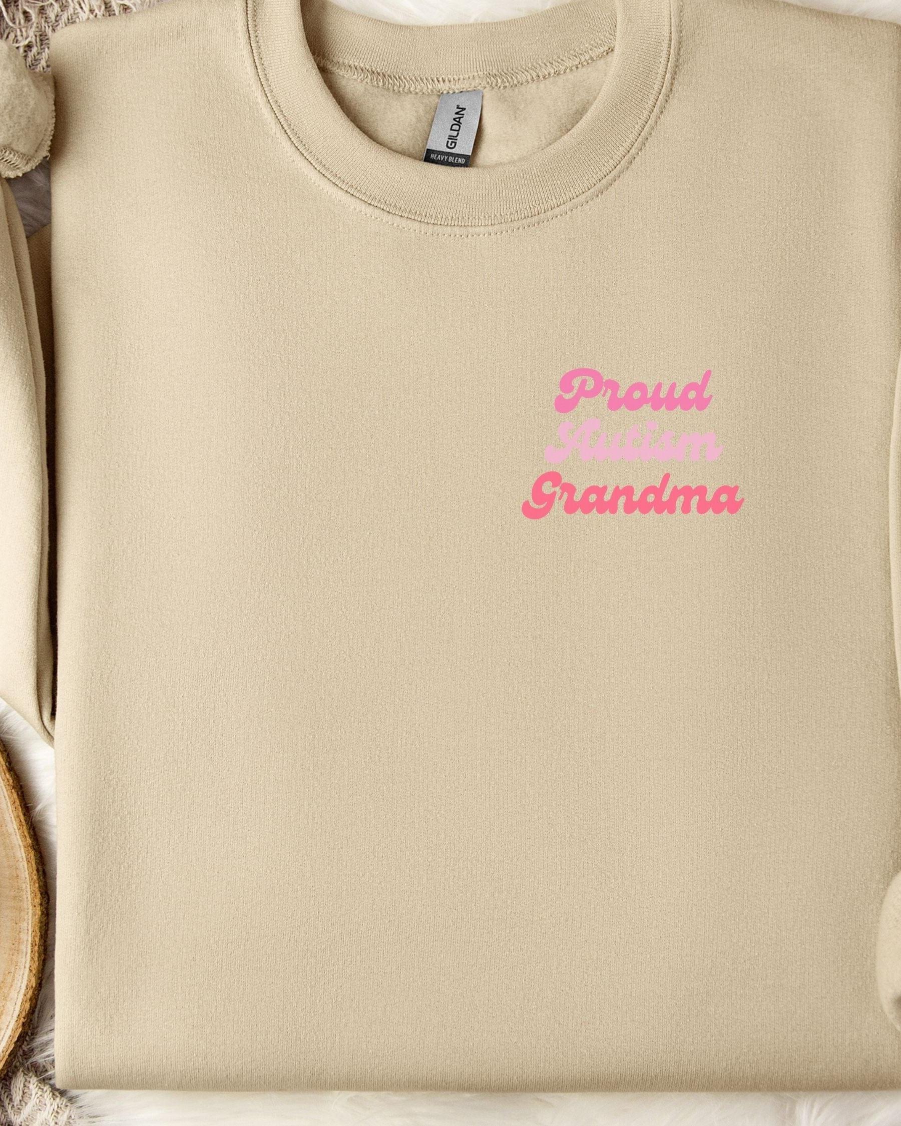 Proud Autism Grandma Sweatshirt-Sand-Neurodiversity, ADHD & Autism Awareness & Acceptance Sweatshirt by Daily Bloom