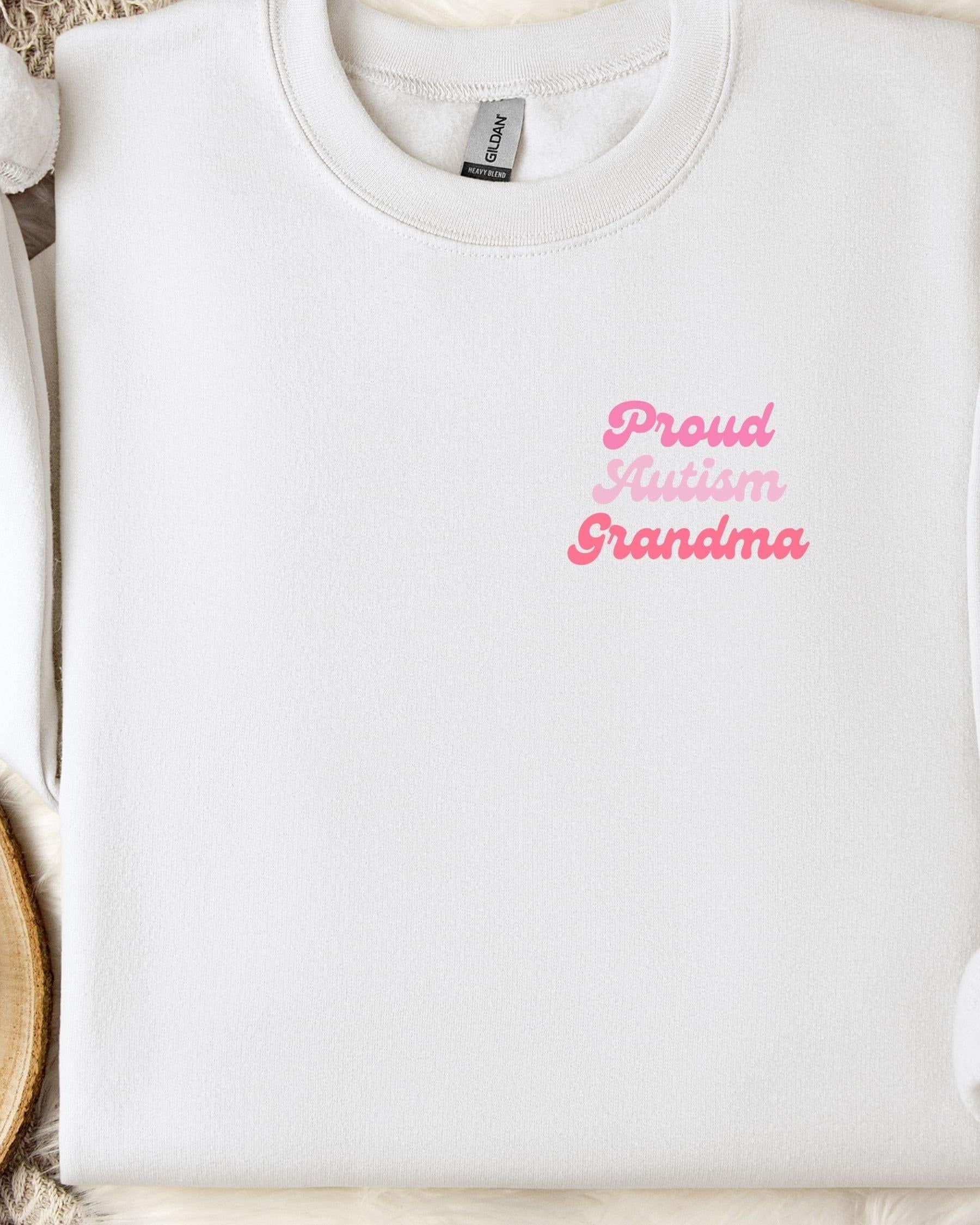 Proud Autism Grandma Sweatshirt-White-Neurodiversity, ADHD & Autism Awareness & Acceptance Sweatshirt by Daily Bloom