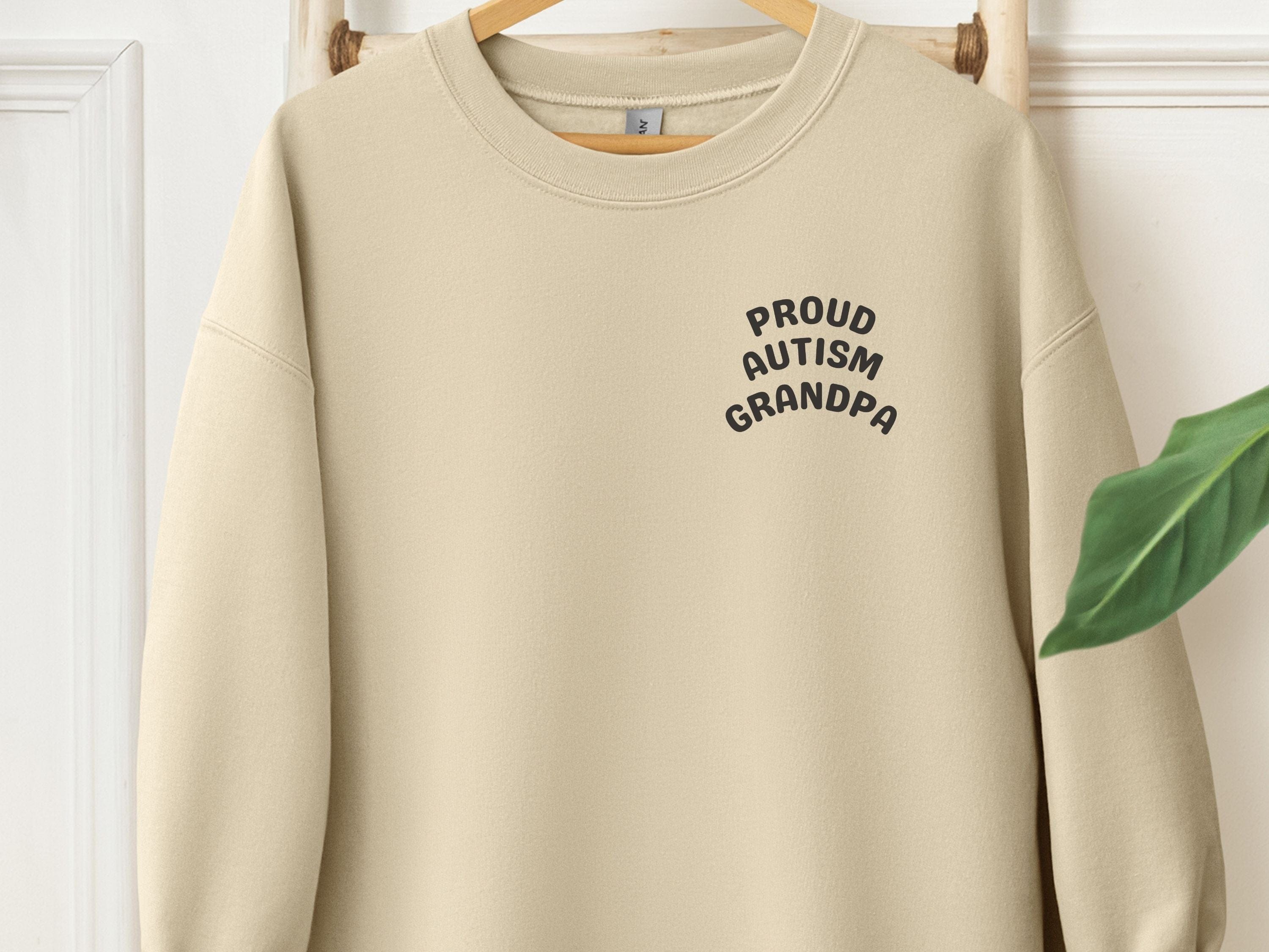 Proud Autism Grandpa Sweatshirt-Sand-Neurodiversity, ADHD & Autism Awareness & Acceptance Sweatshirt by Daily Bloom