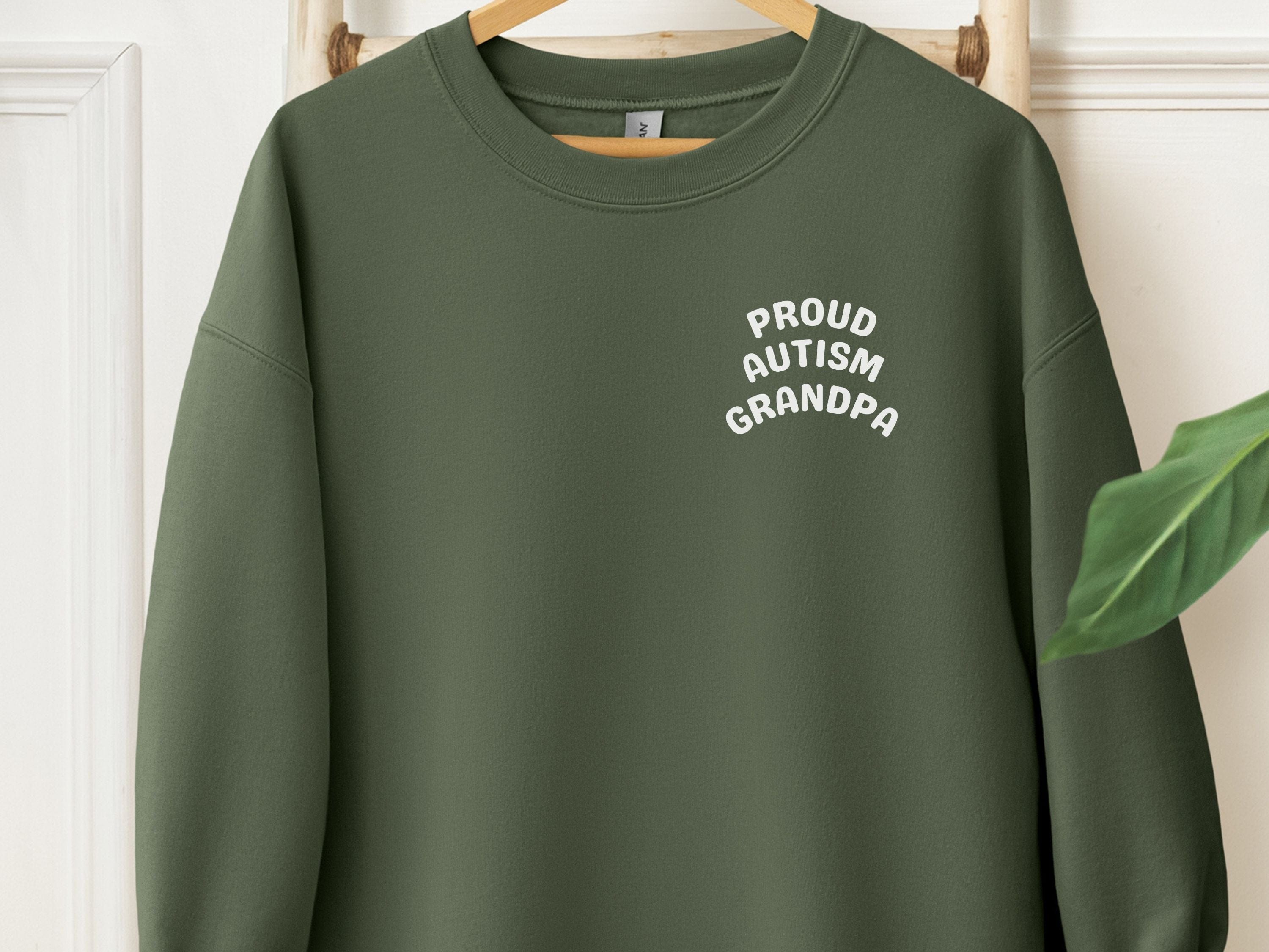 Proud Autism Uncle Sweatshirt-Military Green-Neurodiversity, ADHD & Autism Awareness & Acceptance Sweatshirt by Daily Bloom