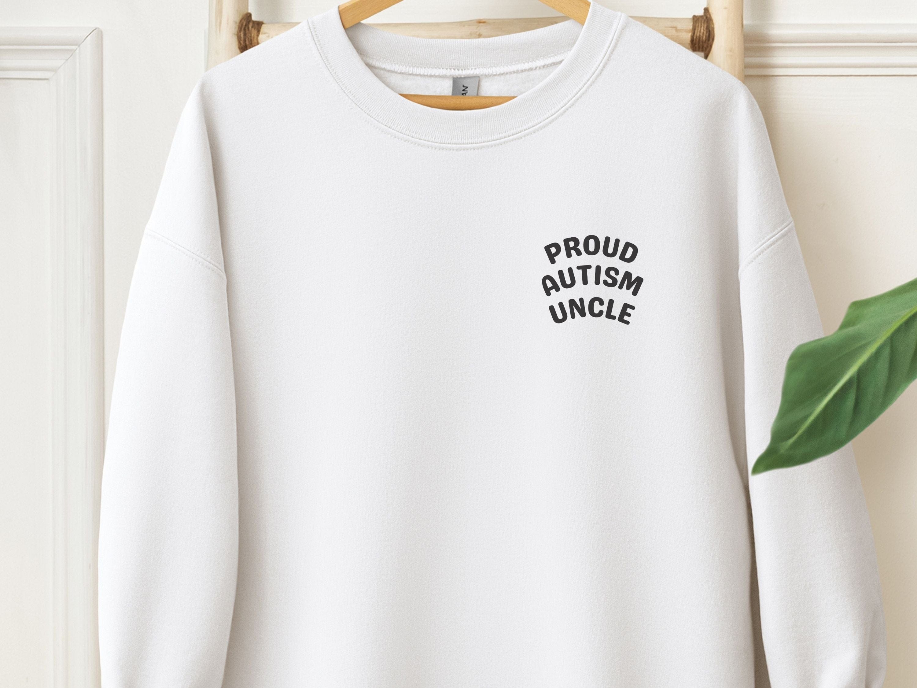Proud Autism Uncle Sweatshirt-White-Neurodiversity, ADHD & Autism Awareness & Acceptance Sweatshirt by Daily Bloom