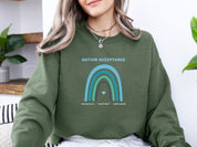 Advocate Support Empower Autism Acceptance Rainbow Sweatshirt-Neurodiversity, ADHD & Autism Awareness & Acceptance Sweatshirt by Daily Bloom