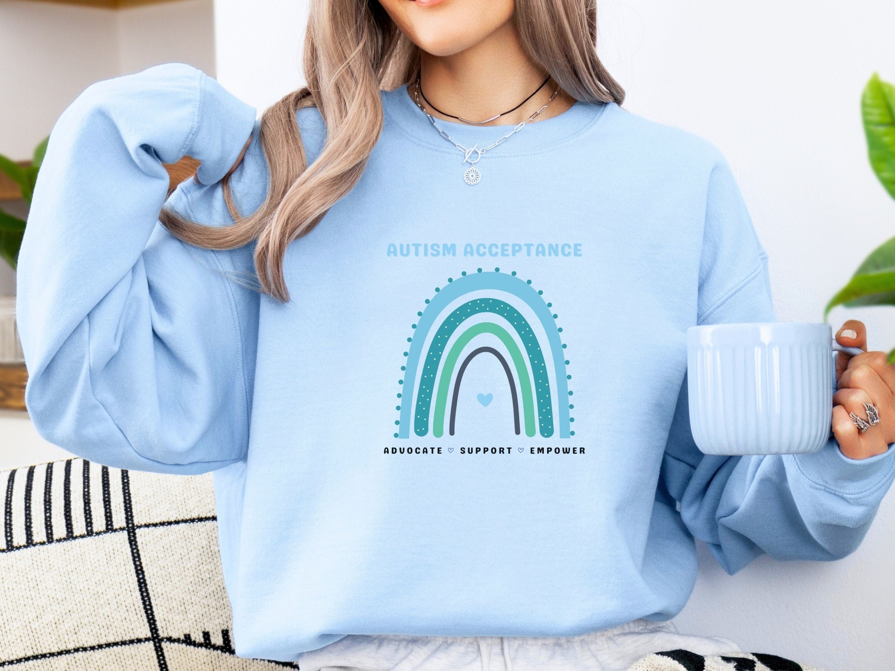 Advocate Support Empower Autism Acceptance Rainbow Sweatshirt-Neurodiversity, ADHD & Autism Awareness & Acceptance Sweatshirt by Daily Bloom