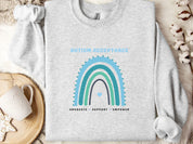 Advocate Support Empower Autism Acceptance Rainbow Sweatshirt-Ash-Neurodiversity, ADHD & Autism Awareness & Acceptance Sweatshirt by Daily Bloom