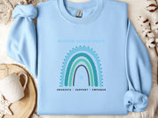 Advocate Support Empower Autism Acceptance Rainbow Sweatshirt-Light Blue-Neurodiversity, ADHD & Autism Awareness & Acceptance Sweatshirt by Daily Bloom