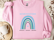 Advocate Support Empower Autism Acceptance Rainbow Sweatshirt-Light Pink-Neurodiversity, ADHD & Autism Awareness & Acceptance Sweatshirt by Daily Bloom