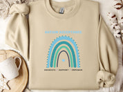 Advocate Support Empower Autism Acceptance Rainbow Sweatshirt-Sand-Neurodiversity, ADHD & Autism Awareness & Acceptance Sweatshirt by Daily Bloom