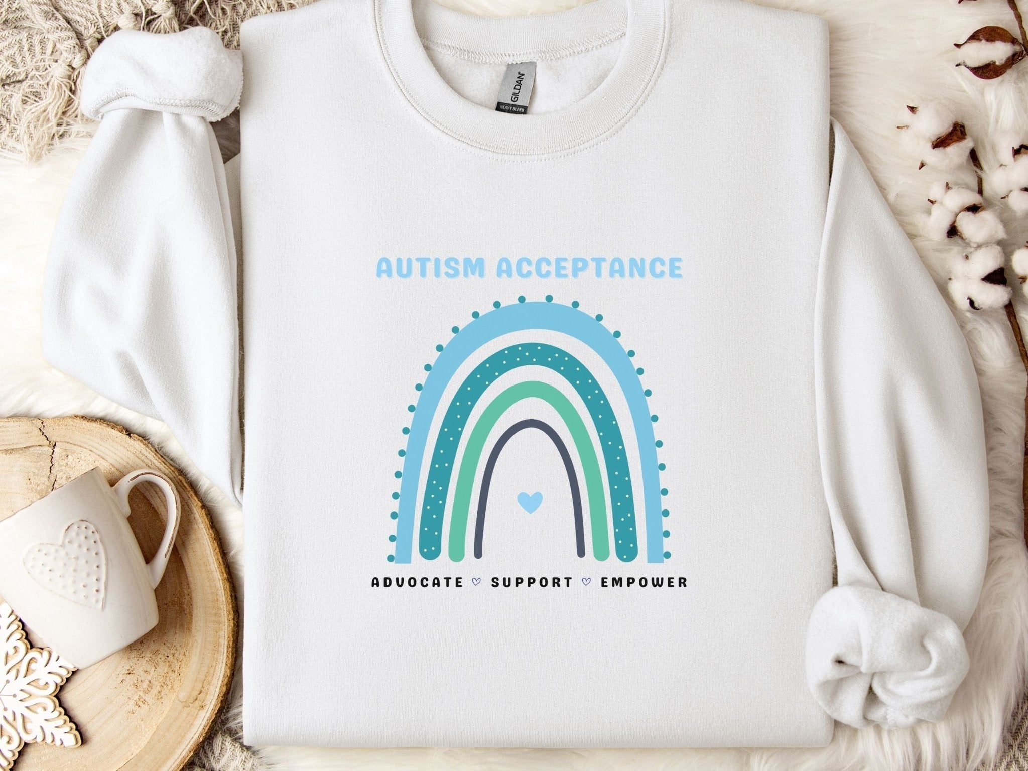 Autism Sweatshirt - Advocate Support Empower Autism Acceptance Rainbow Sweatshirt - Daily Bloom