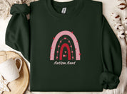 Rainbow Autism Aunt Sweatshirt-Forest Green-Neurodiversity, ADHD & Autism Awareness & Acceptance Sweatshirt by Daily Bloom