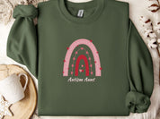 Rainbow Autism Aunt Sweatshirt-Military Green-Neurodiversity, ADHD & Autism Awareness & Acceptance Sweatshirt by Daily Bloom