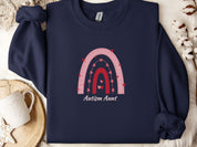 Rainbow Autism Aunt Sweatshirt-Navy-Neurodiversity, ADHD & Autism Awareness & Acceptance Sweatshirt by Daily Bloom