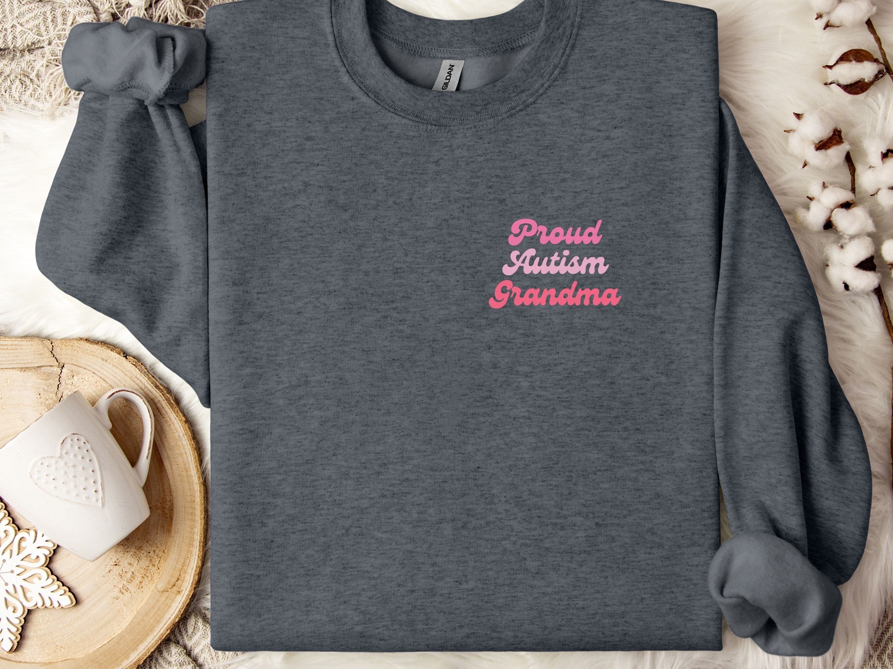 Rainbow Autism Grandma Sweatshirt-Dark Heather-Neurodiversity, ADHD & Autism Awareness & Acceptance Sweatshirt by Daily Bloom