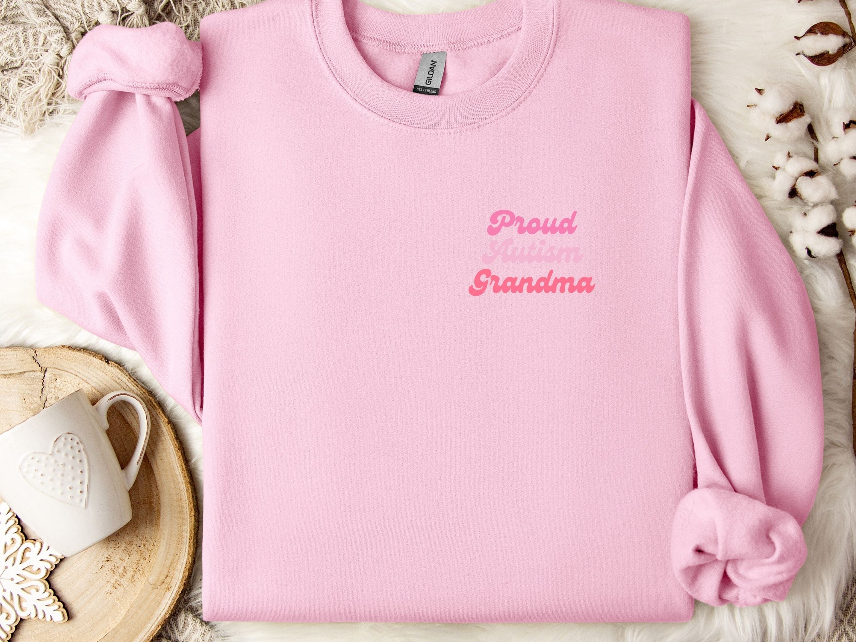 Rainbow Autism Grandma Sweatshirt-Light Pink-Neurodiversity, ADHD & Autism Awareness & Acceptance Sweatshirt by Daily Bloom