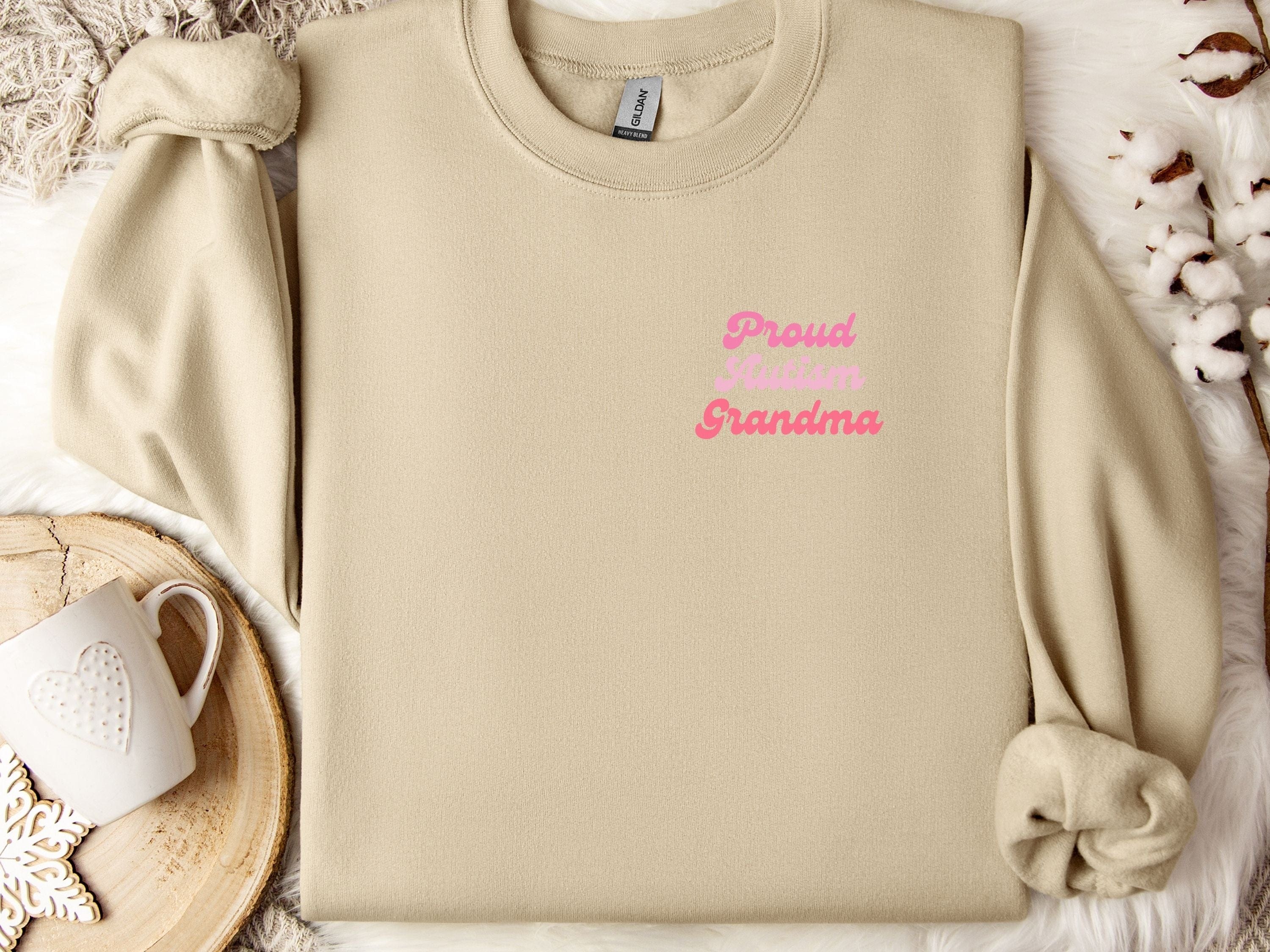 Rainbow Autism Grandma Sweatshirt-Sand-Neurodiversity, ADHD & Autism Awareness & Acceptance Sweatshirt by Daily Bloom
