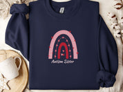Rainbow Autism Sister Sweatshirt-Navy-Neurodiversity, ADHD & Autism Awareness & Acceptance Sweatshirt by Daily Bloom