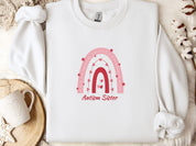 Rainbow Autism Sister Sweatshirt-White-Neurodiversity, ADHD & Autism Awareness & Acceptance Sweatshirt by Daily Bloom