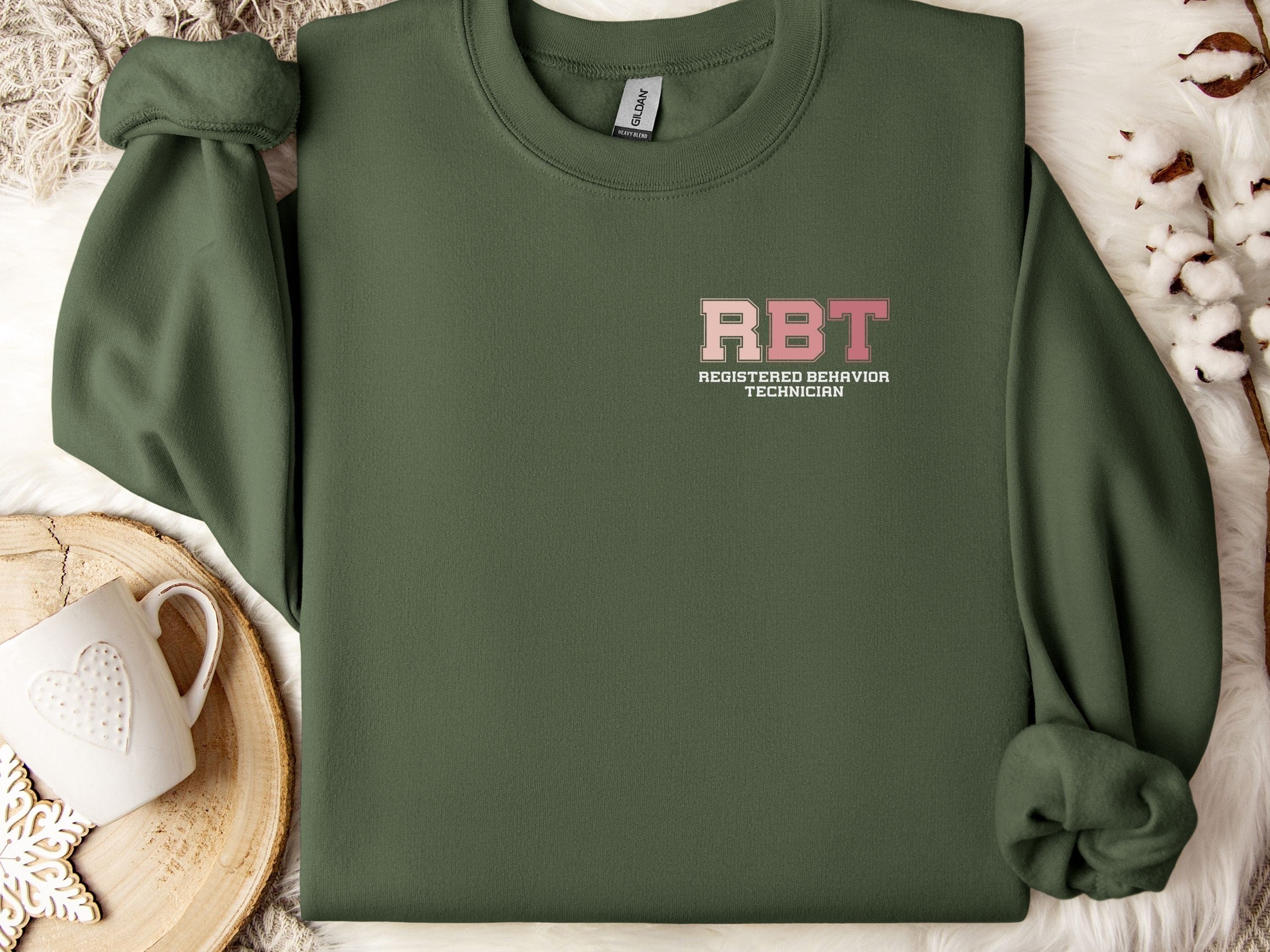 RBT College Sweatshirt-Military Green-Neurodiversity, ADHD & Autism Awareness & Acceptance Sweatshirt by Daily Bloom