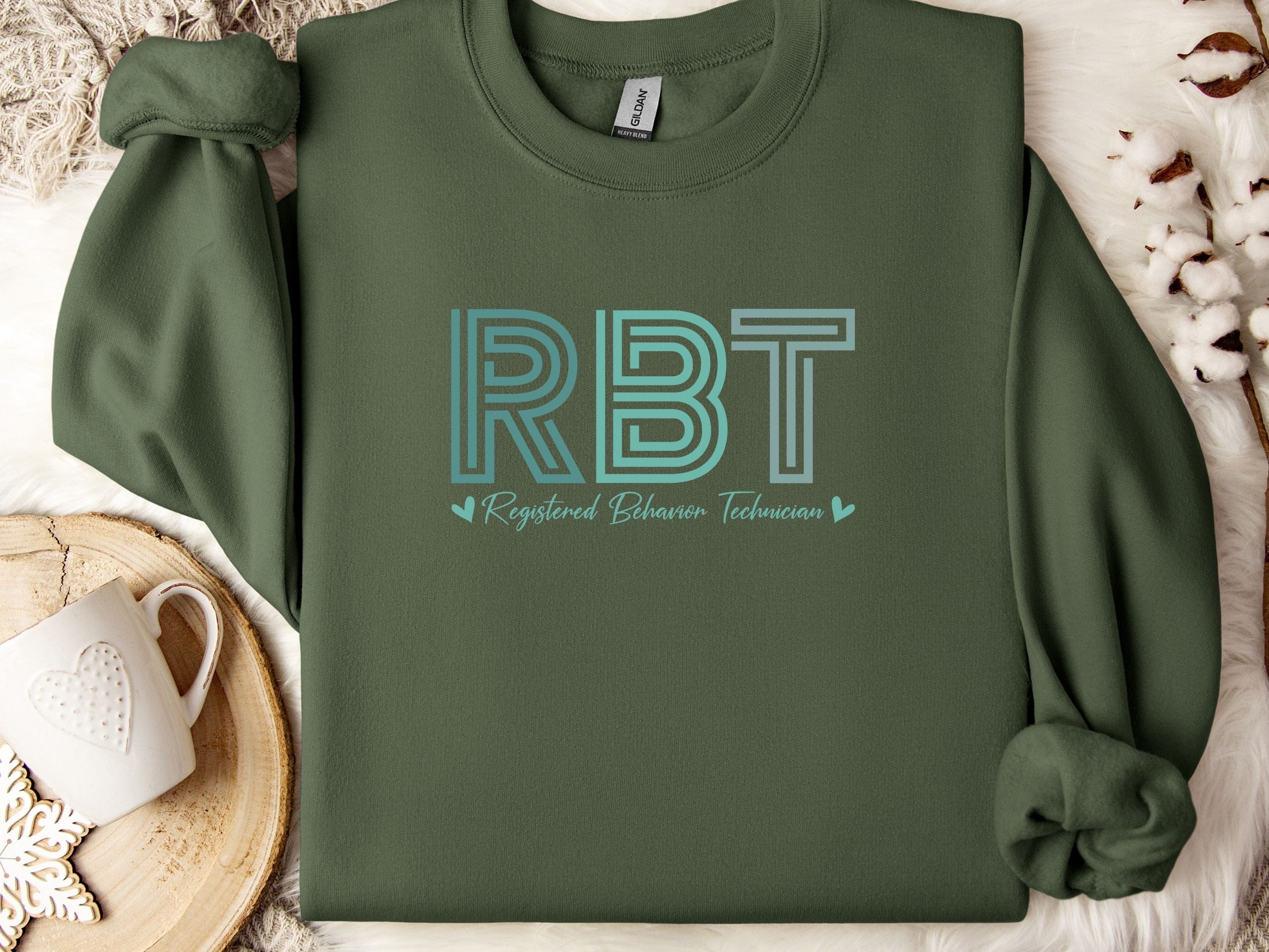 RBT Geometric Sweatshirt-Military Green-Neurodiversity, ADHD & Autism Awareness & Acceptance Sweatshirt by Daily Bloom